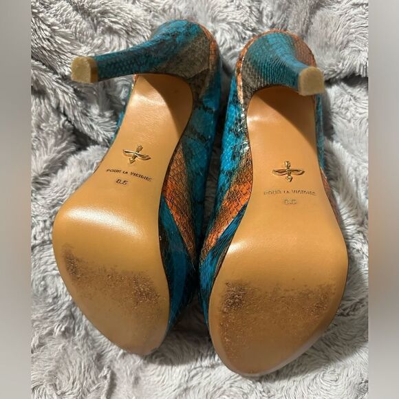 Pour La Victoire Snakeskin Peep-Toe Platform Heels – Size 8.5 - Picture 5 of 17